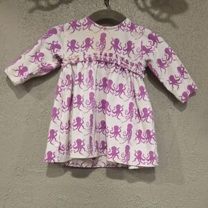 Kate Quinn Organic Cotton Octopus Baby  Dress in Purple and White